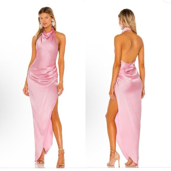 Amanda Uprichard Samba Gown 100% SILK Flamingo Pink Revolve Sz XL $321 NWOT - Picture 1 of 14